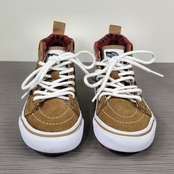 Vans Kids Sk8 Hi MTE 1 Skate Shoe  Brown / Plaid Suede, Little Kid Size 11 - Picture 2 of 13